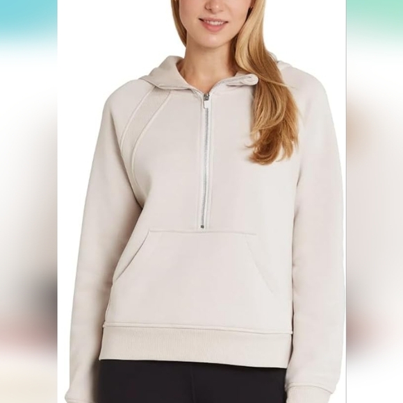 NWT Danskin Women's Half Zip Scuba Hoodie cream M - Picture 1 of 3